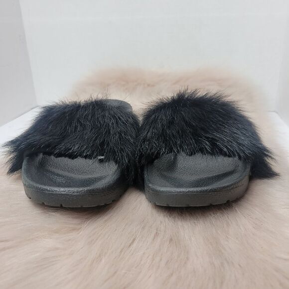 Ugg Women's Sandals Slides Size 6 Royale Black Garnet Toscana Fur Slipper - Picture 2 of 9